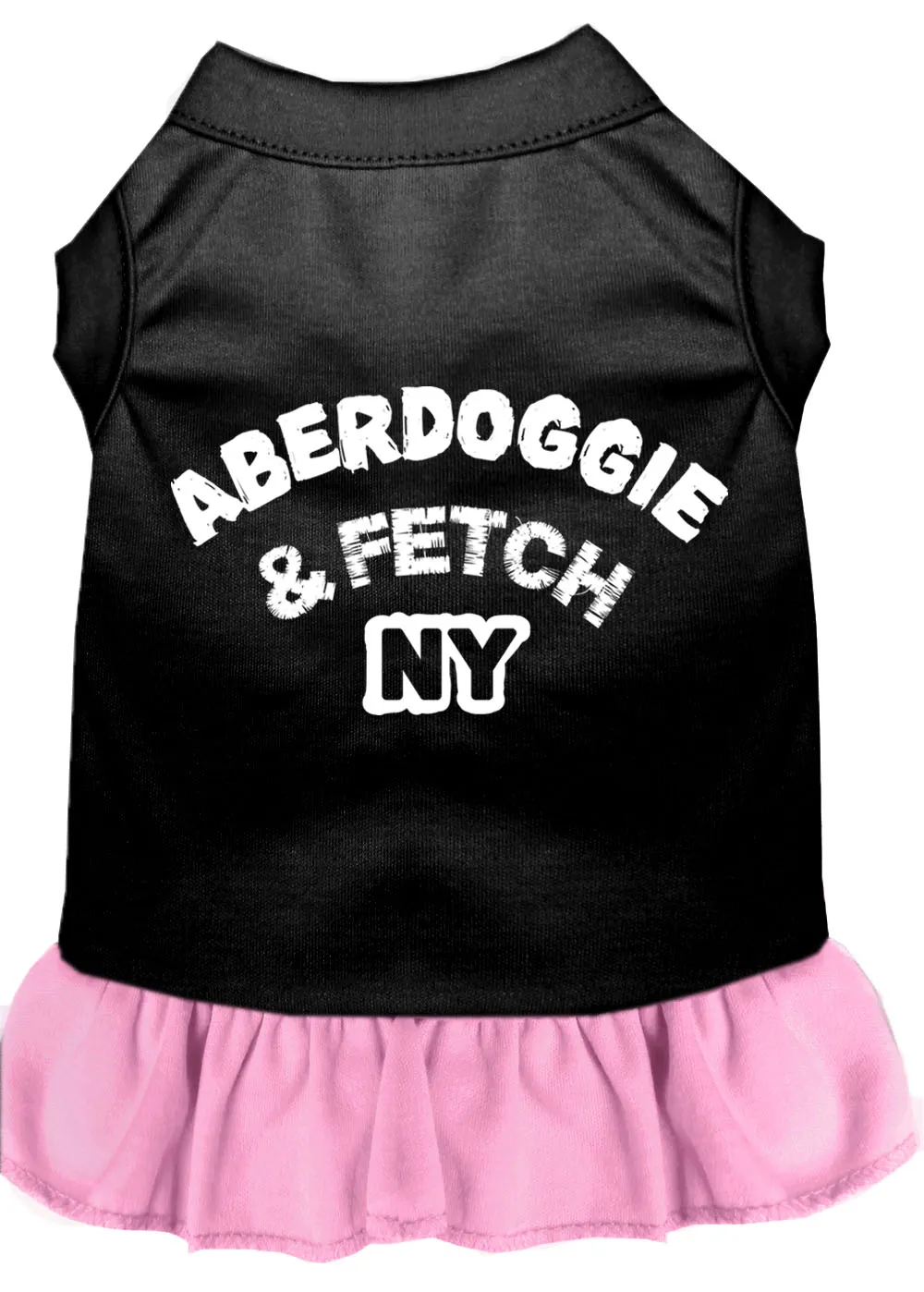 Aberdoggie Ny Screen Print Dog Dress Black With Light Pink Xl