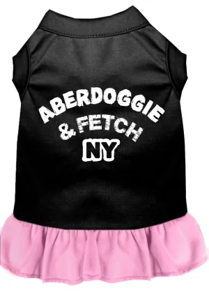 Aberdoggie Ny Screen Print Dog Dress Black With Light Pink Xl