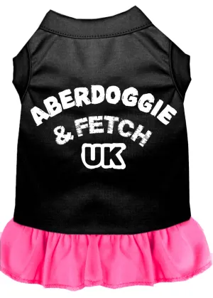 Aberdoggie Uk Screen Print Dress Black With Bright Pink Xxl
