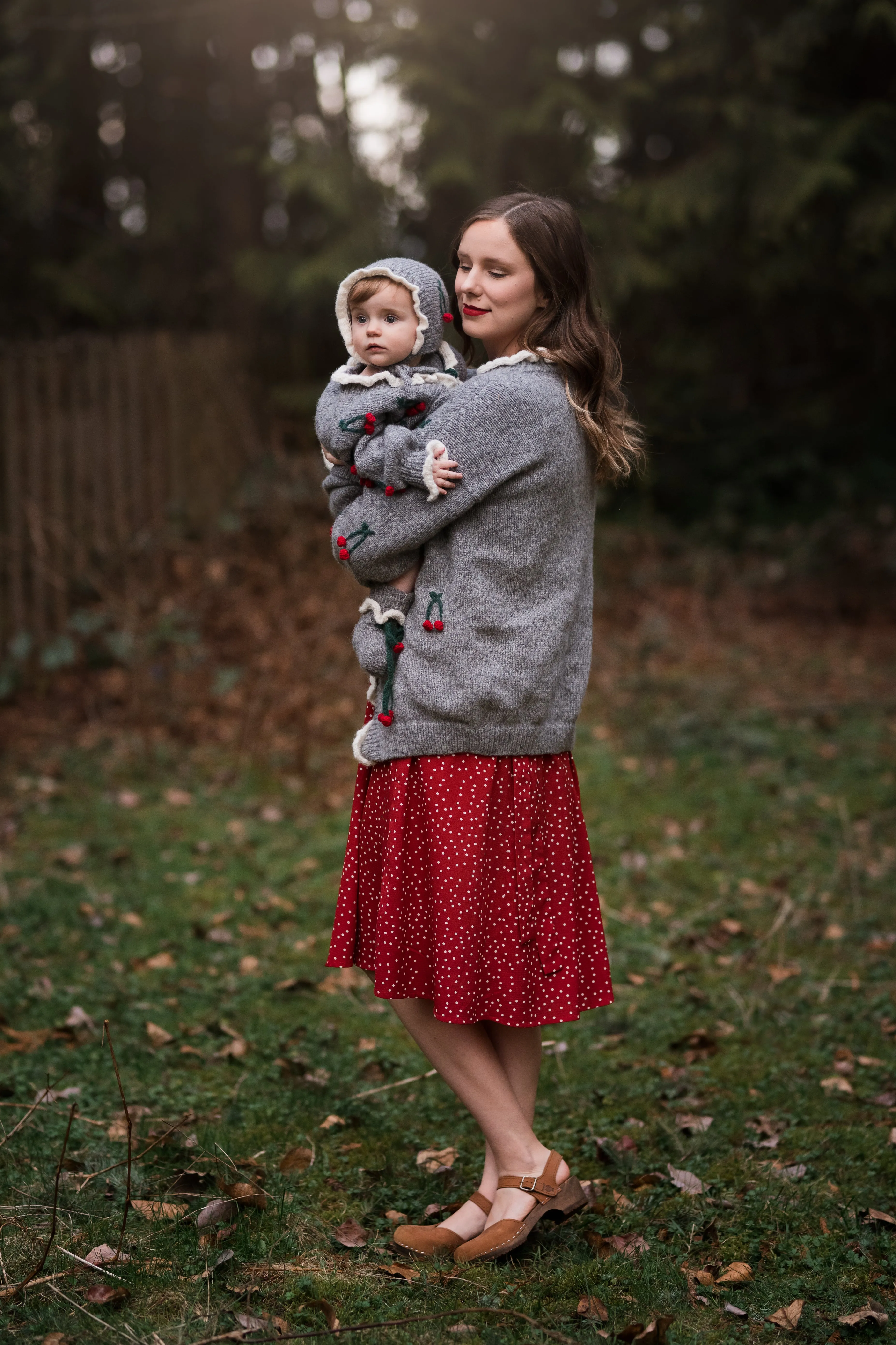 Adult  Cherries Cardigan | Dark grey