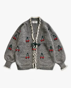 Adult  Cherries Cardigan | Dark grey