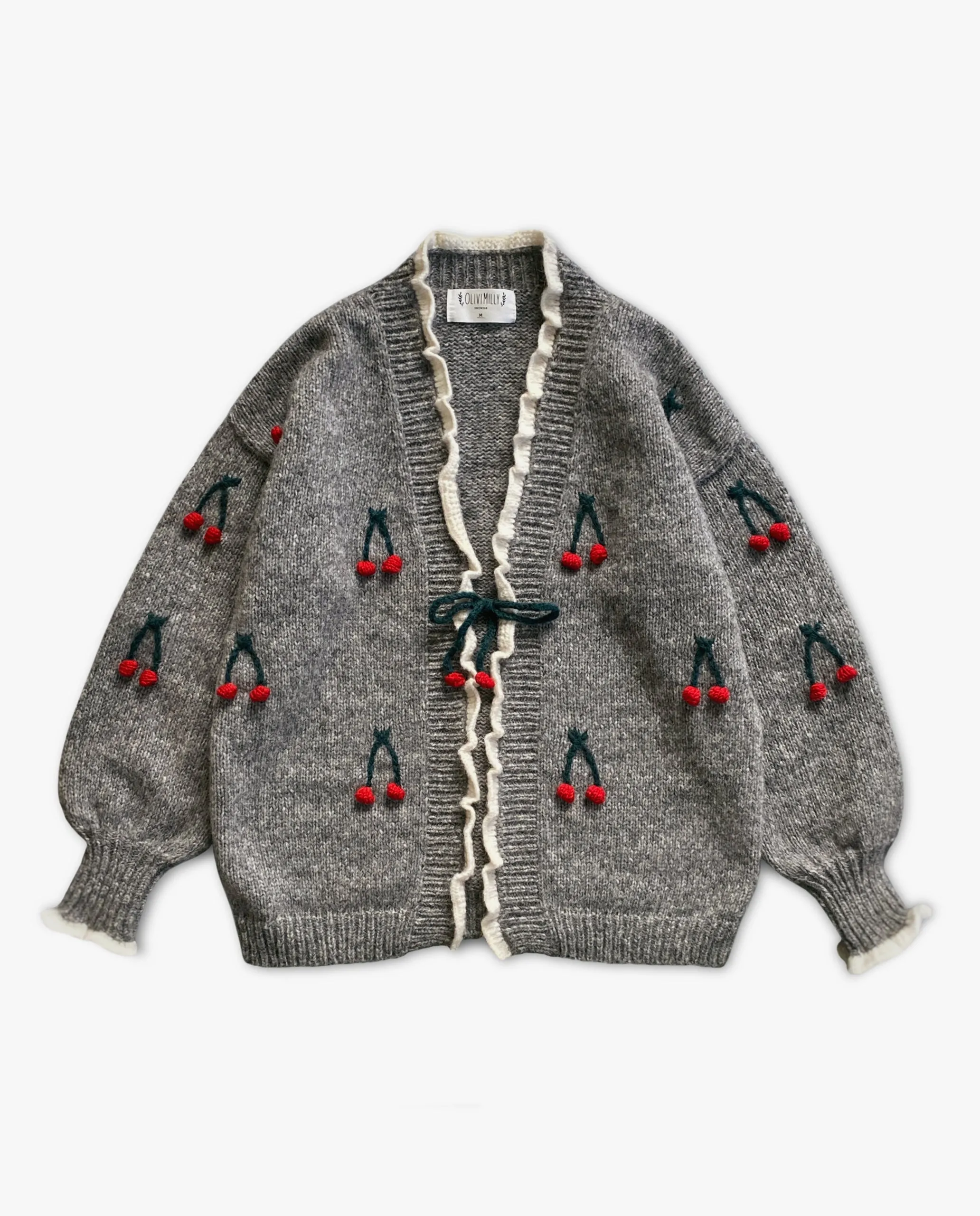 Adult  Cherries Cardigan | Dark grey