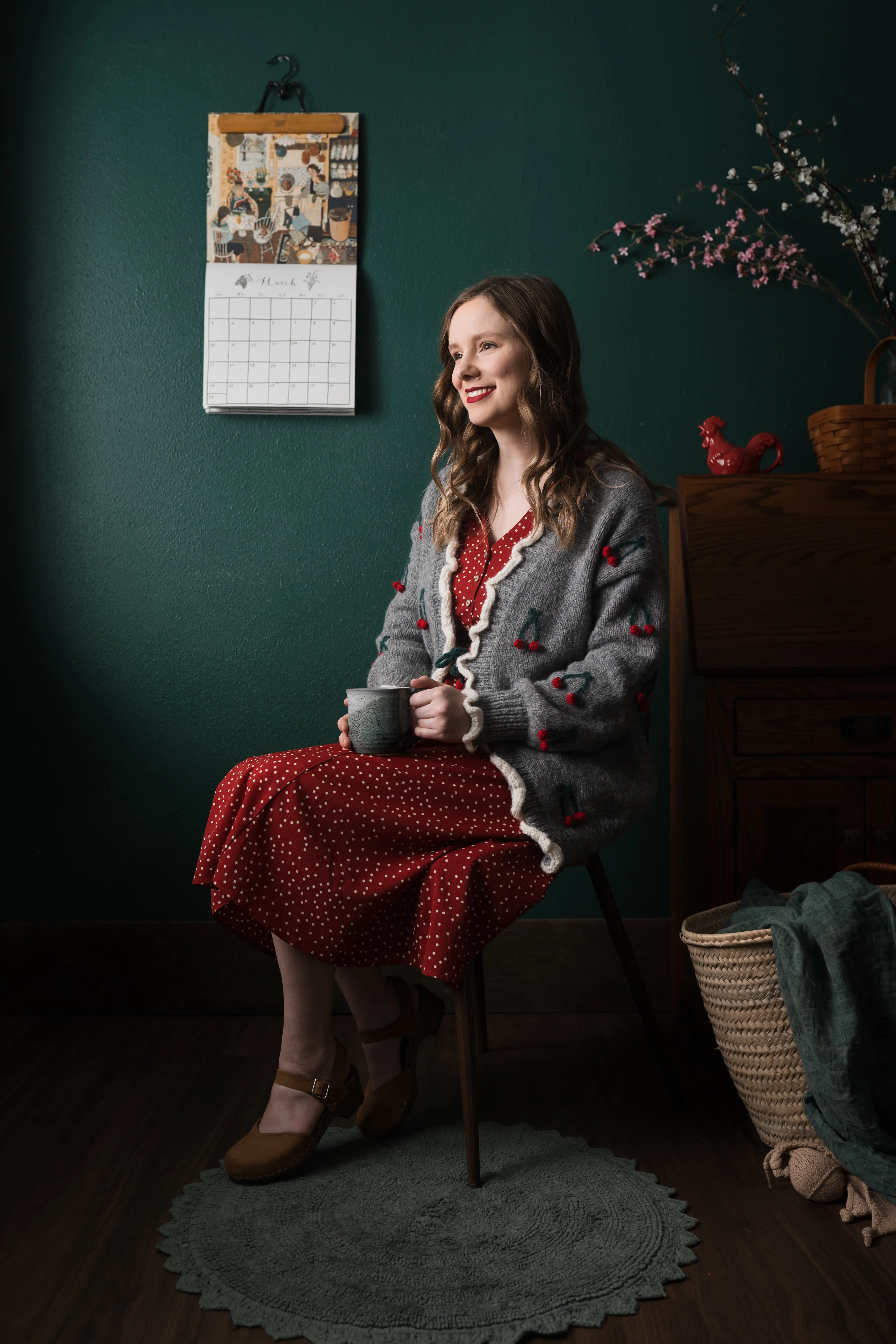 Adult  Cherries Cardigan | Dark grey