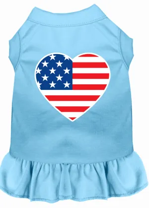 American Flag Heart Screen Print Dress Baby Blue Xxxl