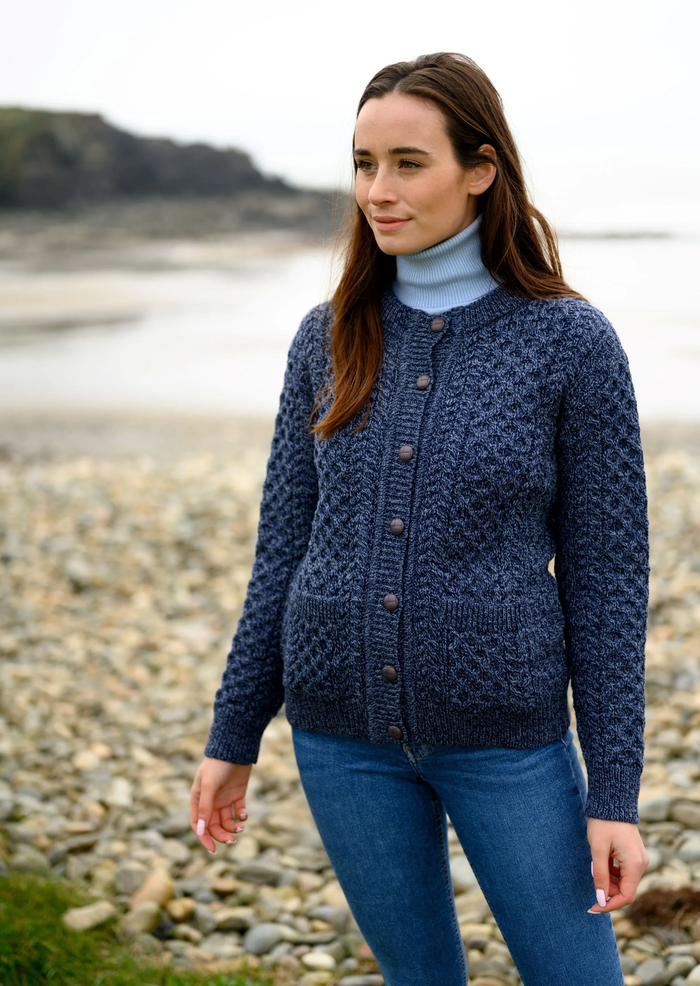 Aran Lumber Cardigan | Demin Marl