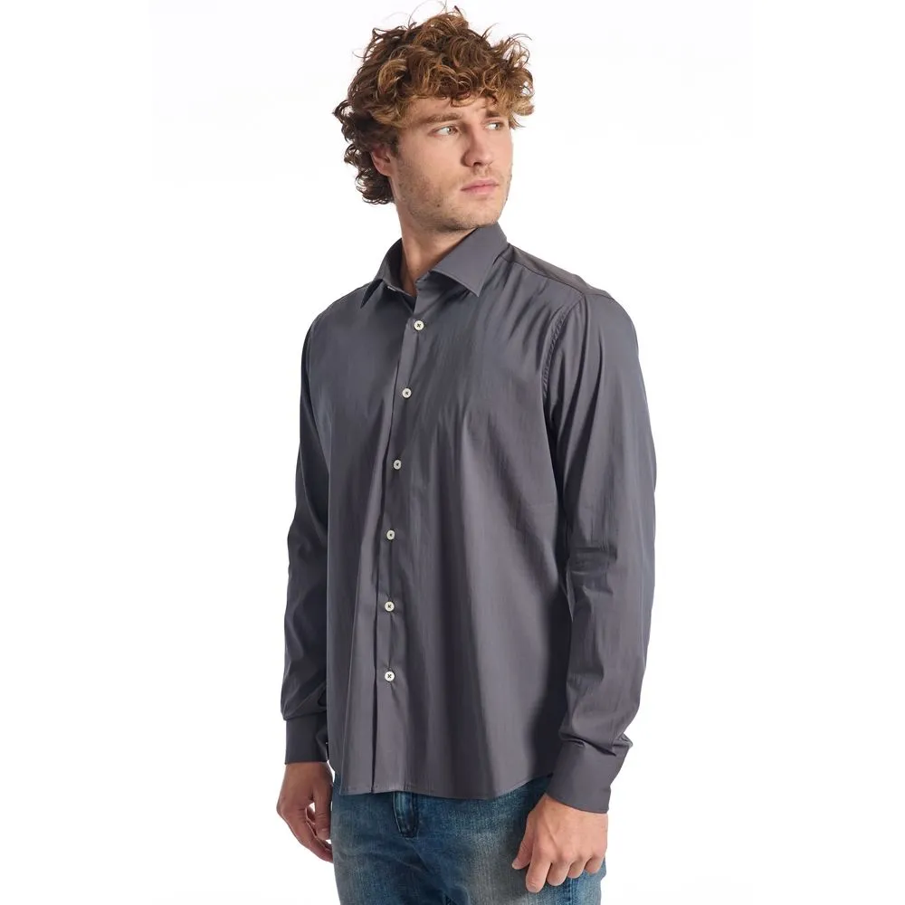 Baldinini Trend Gray Cotton Mens Shirt