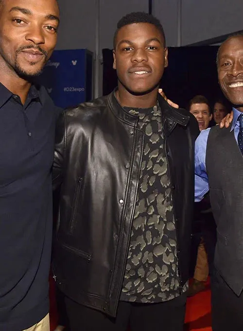BLACK LEATHER JACKET WORN BY JOHN BOYEGA