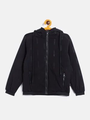 Black Printed Hooded Jacket