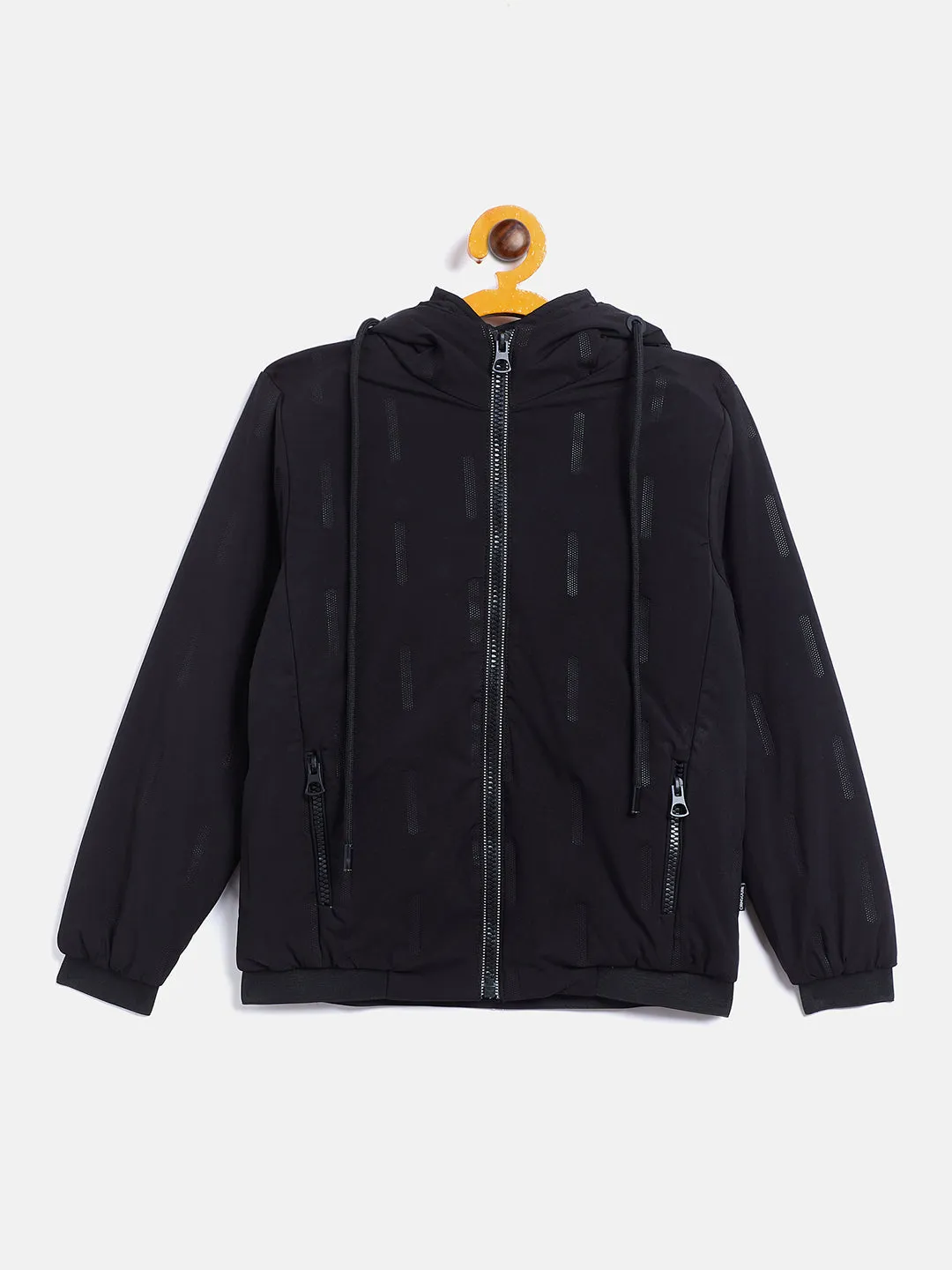 Black Printed Hooded Jacket