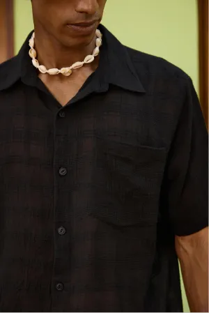 Black Self Design Checkered Shirt