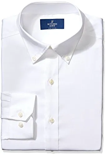 Buttoned Down Men's Fitted Button-Collar Non-Iron Dress Shirt, White, 16.5" Neck 32" Sleeve