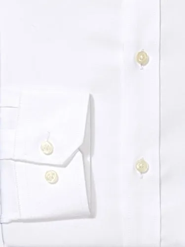 Buttoned Down Men's Fitted Button-Collar Non-Iron Dress Shirt, White, 16.5" Neck 32" Sleeve