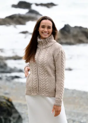 Cable Knit Aran Cardigan | Camel - Clearance