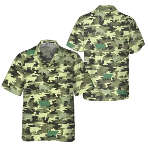 Camouflage Cow Hawaiian Shirt, Cow Shirt For Men & Women, Funny Cow Print Shirt