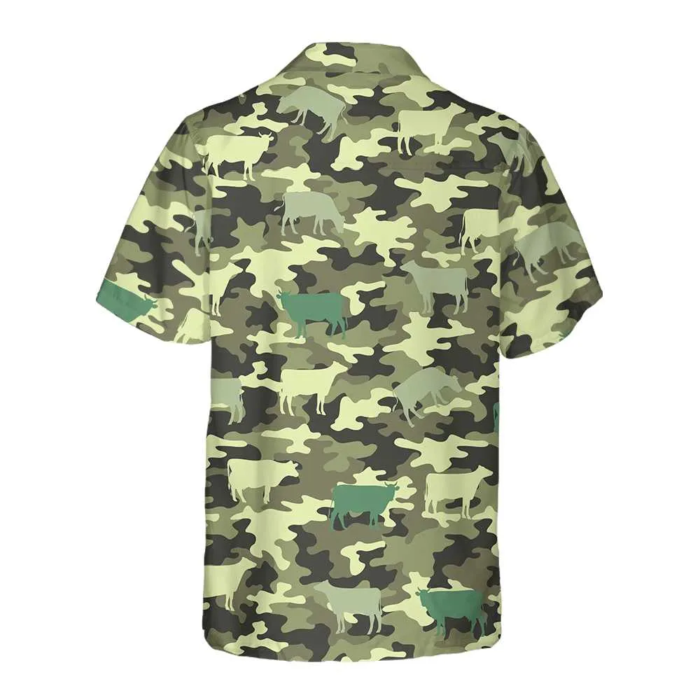 Camouflage Cow Hawaiian Shirt, Cow Shirt For Men & Women, Funny Cow Print Shirt