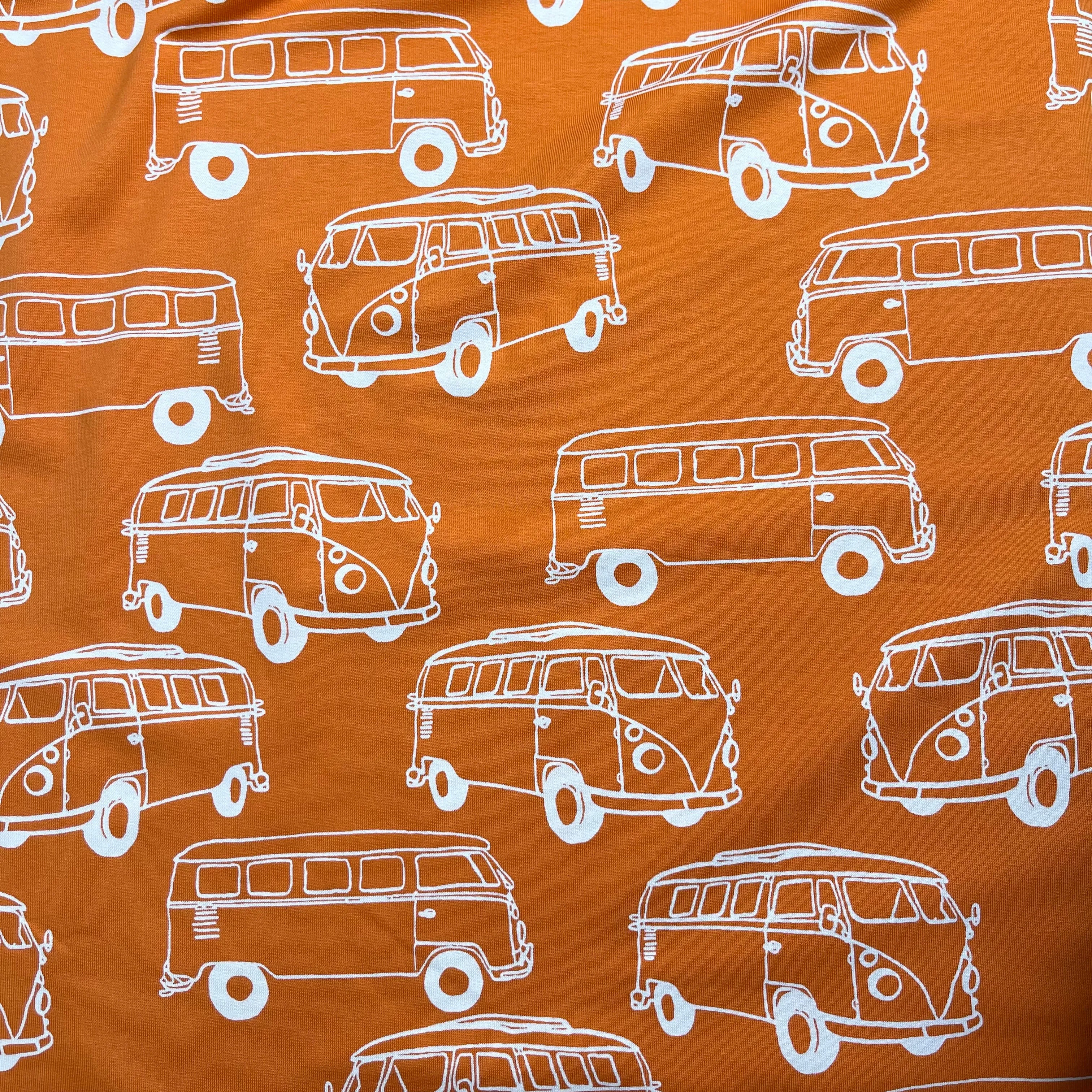 Camper Vans in Orange Peach Soft Cotton Sweat-shirting Fabric