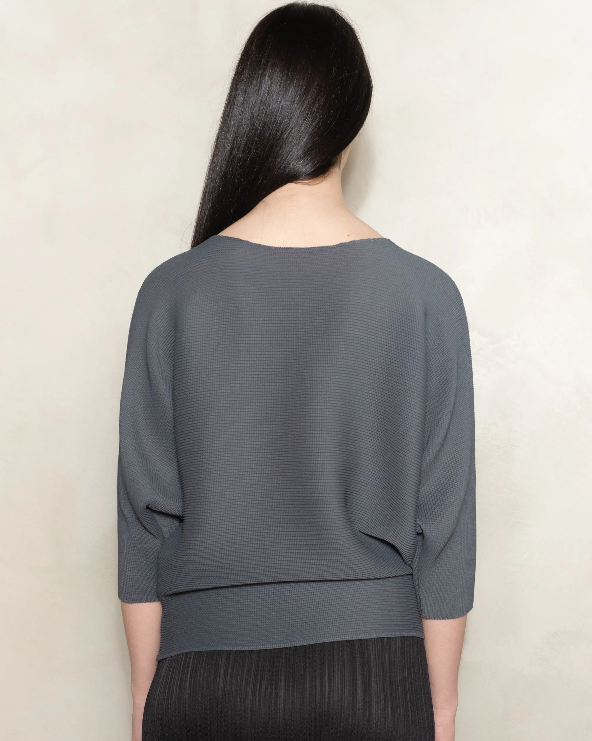 Charcoal Dolman Stretch Pleat Top