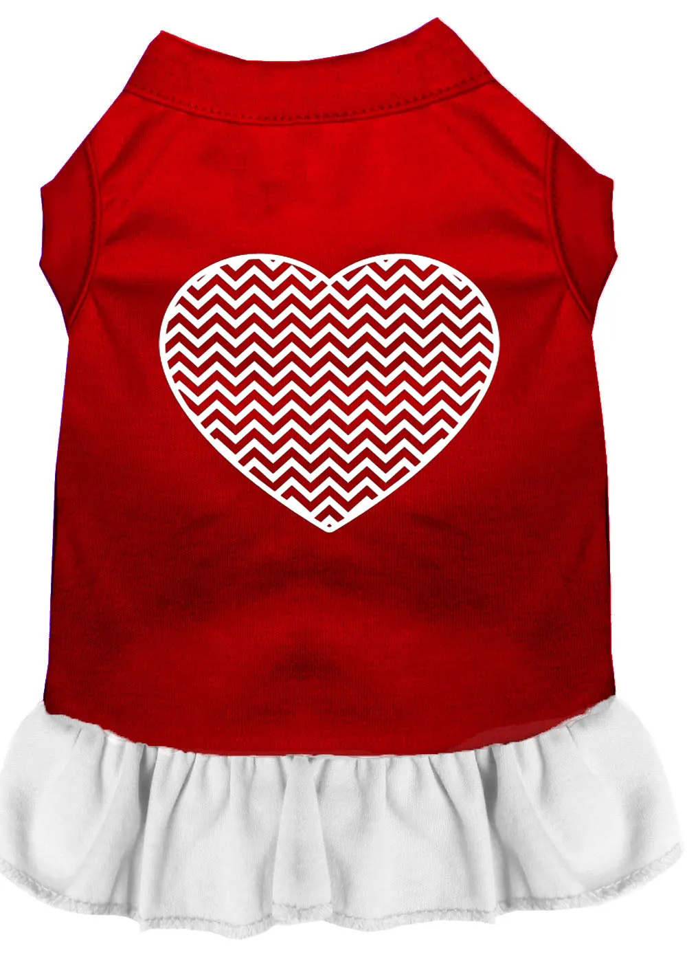Chevron Heart Screen Print Dress Red With White Xs