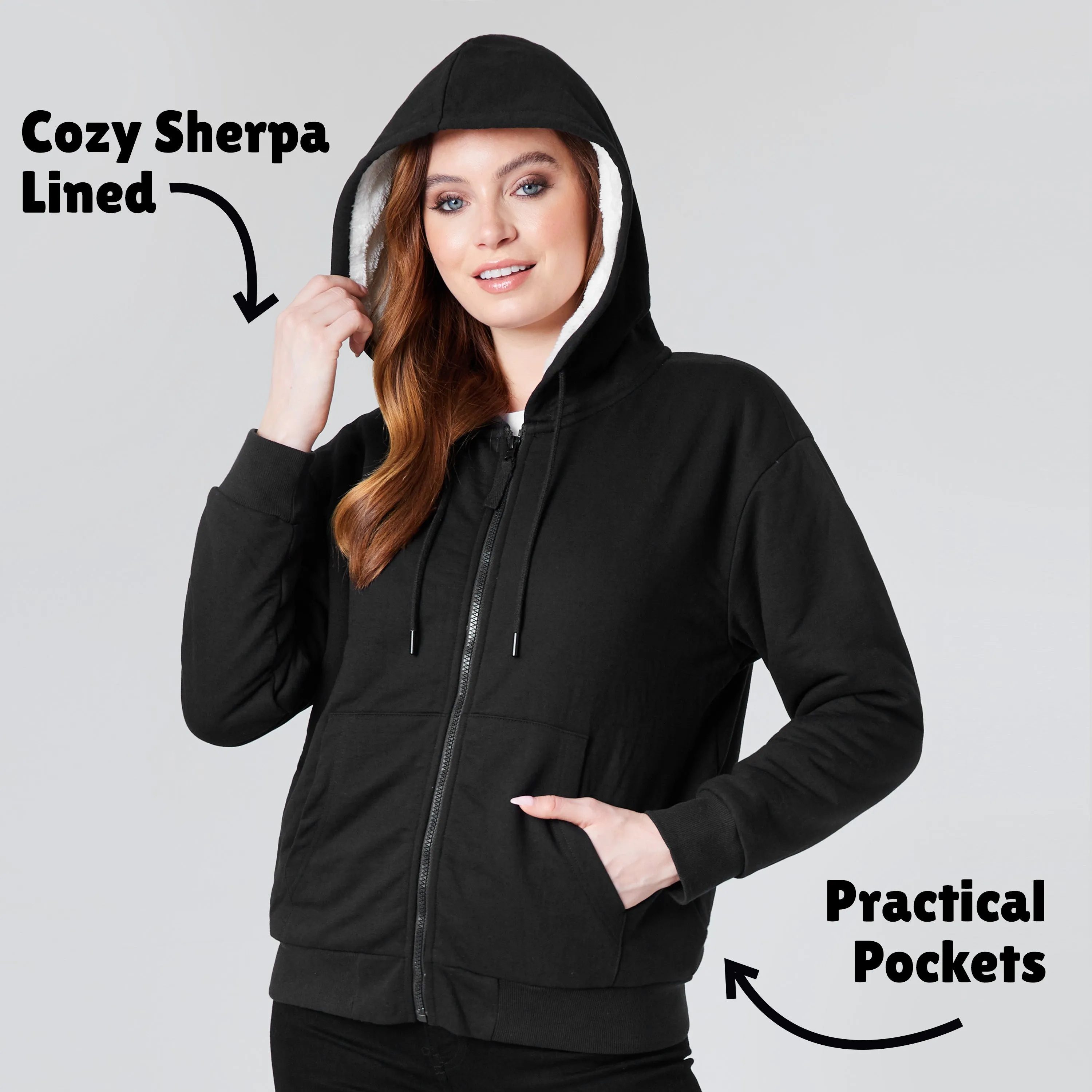 CityComfort Womens Hoodie with Fleece Lining Zip Hoodie Women Teenagers S-XL Warm Cosy Outerwear Full Zip Loungewear Gifts for Her