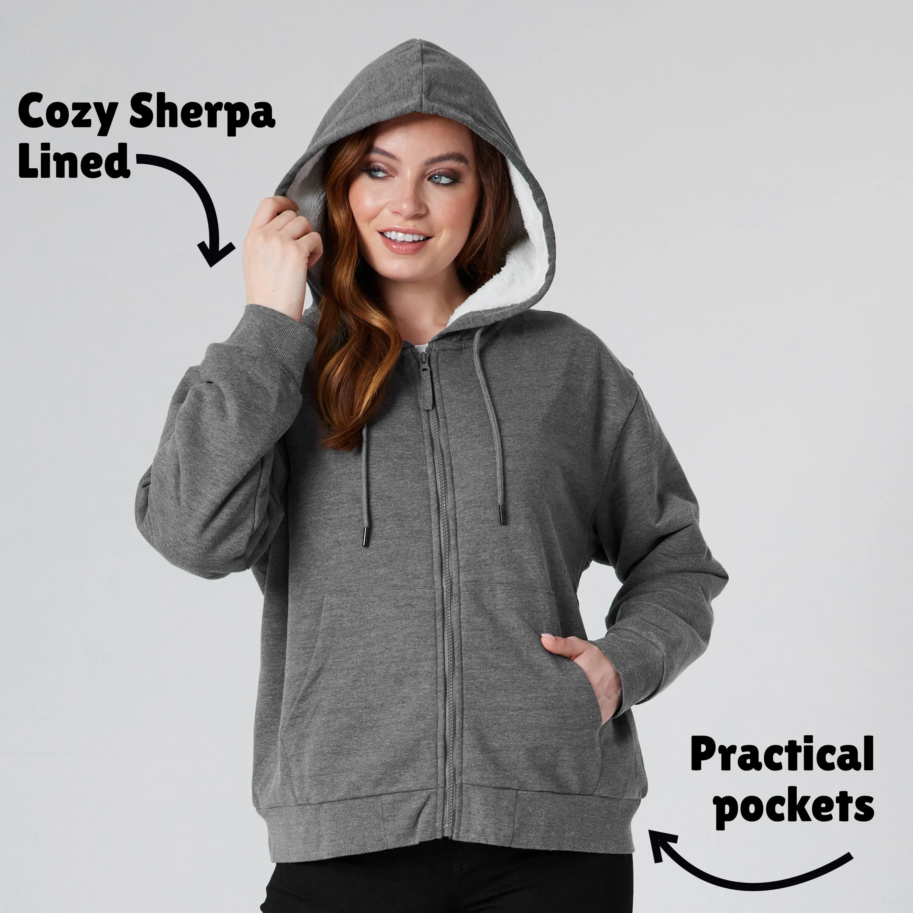 CityComfort Womens Hoodie with Fleece Lining Zip Hoodie Women Teenagers S-XL Warm Cosy Outerwear Full Zip Loungewear Gifts for Her
