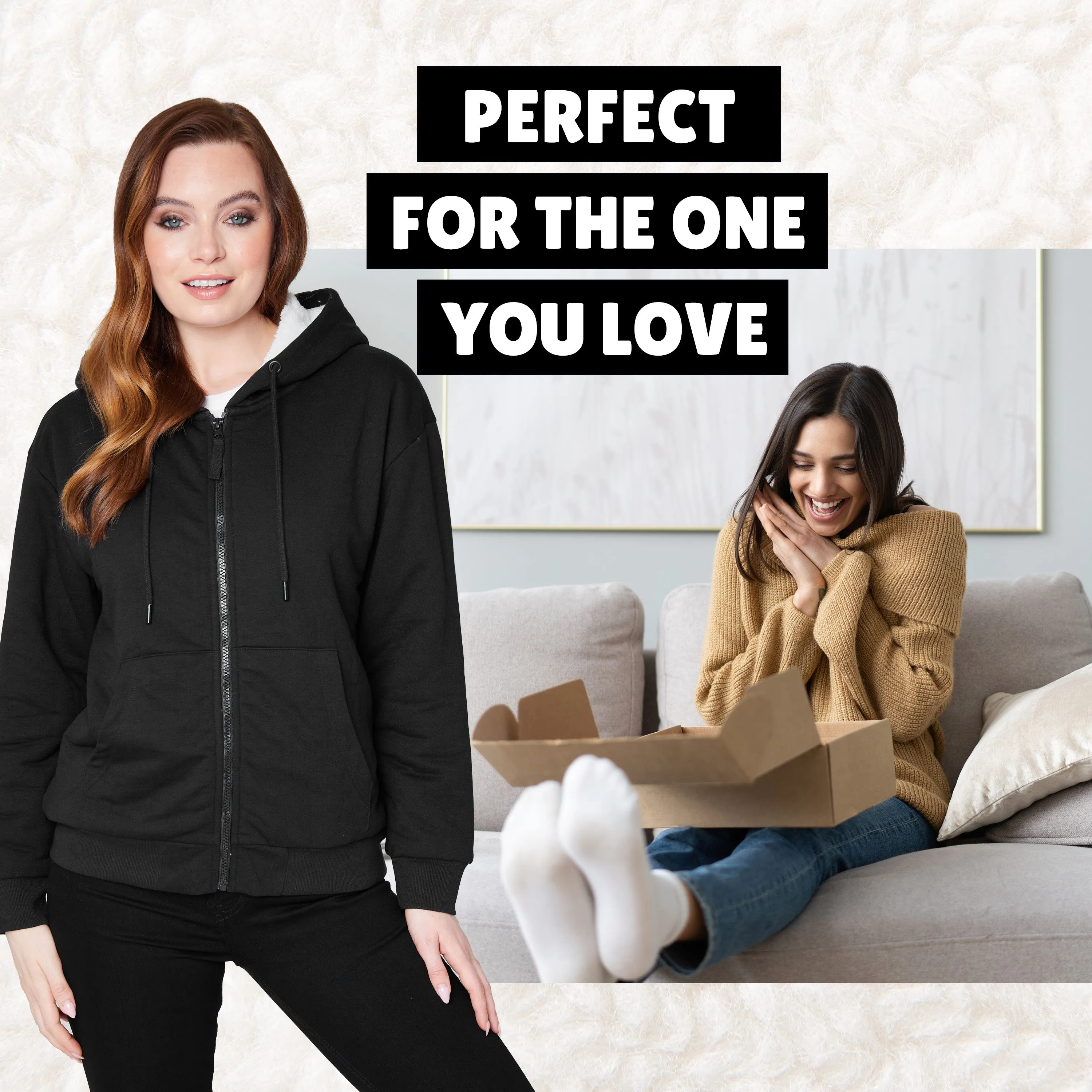 CityComfort Womens Hoodie with Fleece Lining Zip Hoodie Women Teenagers S-XL Warm Cosy Outerwear Full Zip Loungewear Gifts for Her