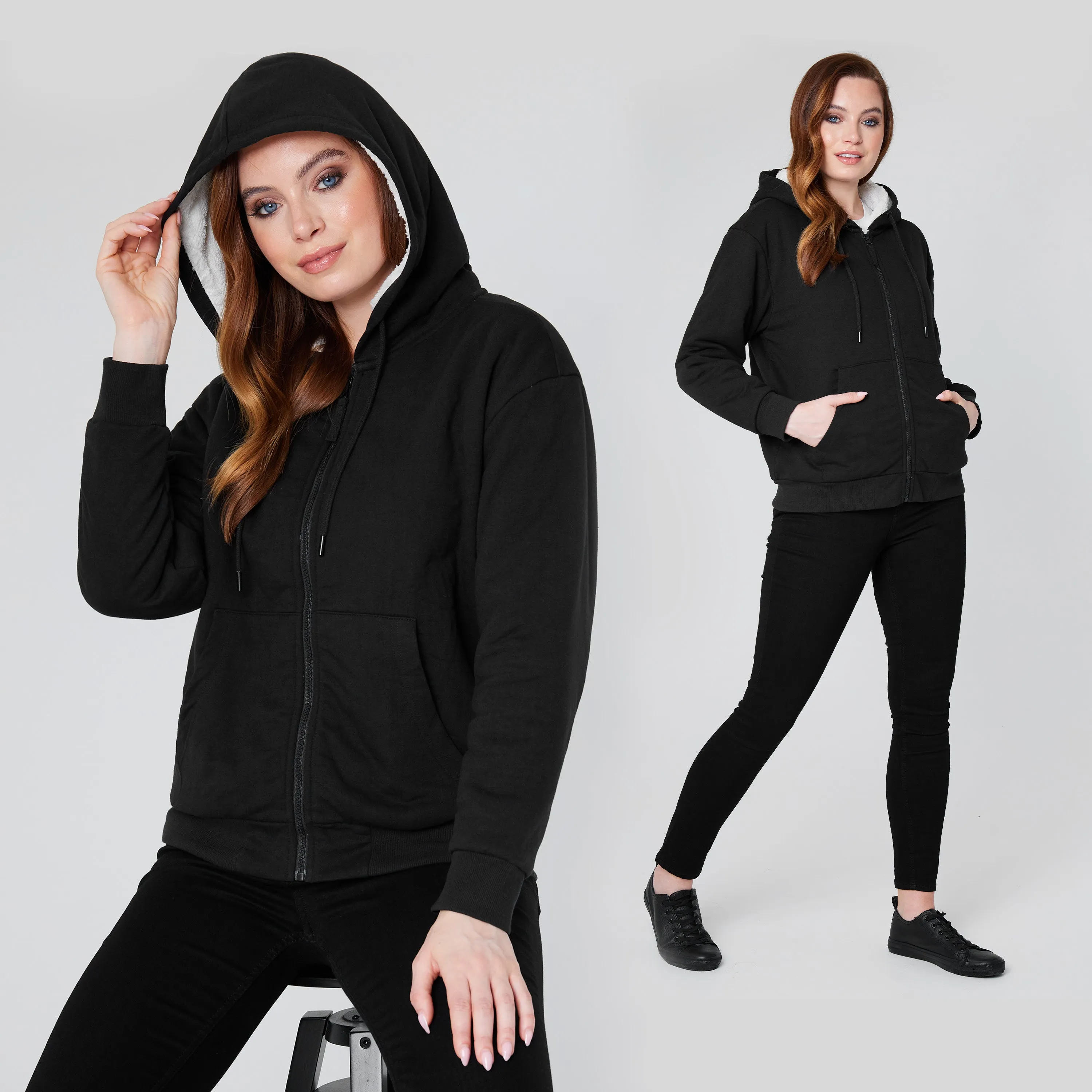 CityComfort Womens Hoodie with Fleece Lining Zip Hoodie Women Teenagers S-XL Warm Cosy Outerwear Full Zip Loungewear Gifts for Her