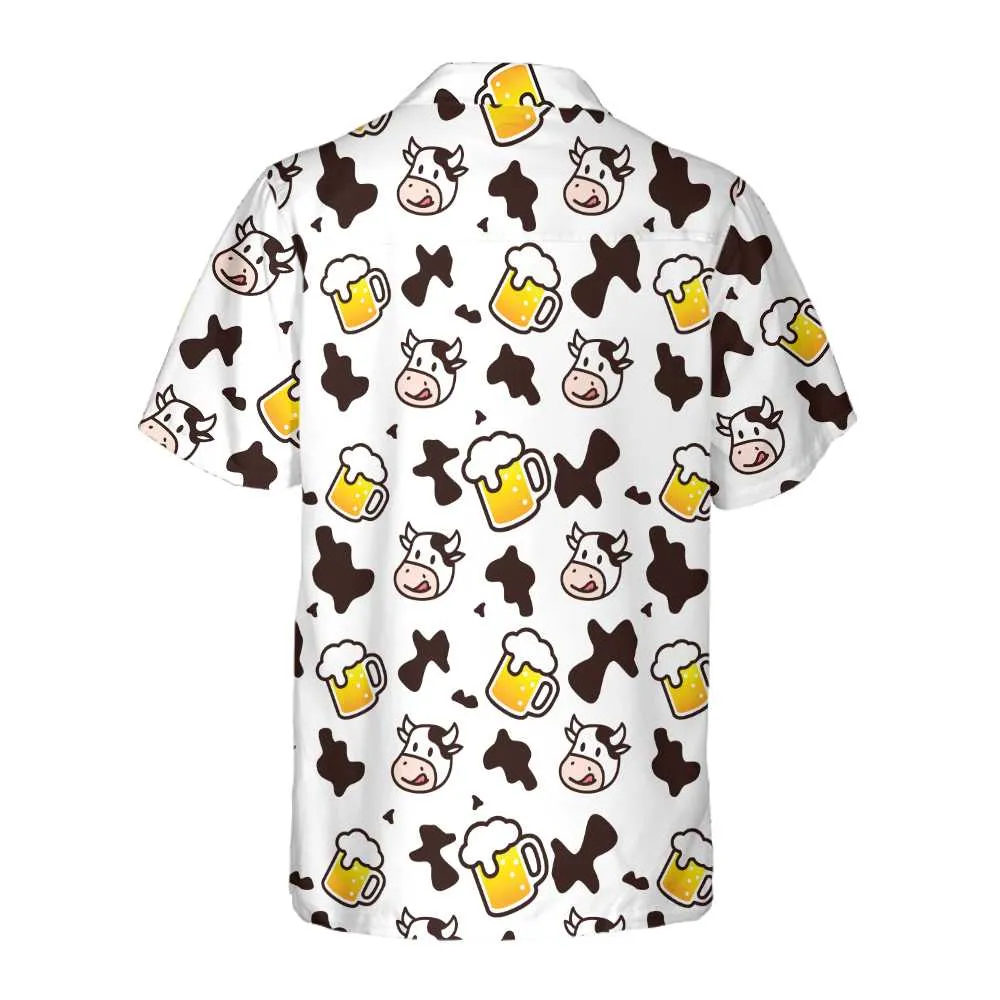Cow And Beer Mug Seamless Pattern Cow Hawaiian Shirt, Funny Cow Shirt For Men And Women, Best Gift For Cow Lover