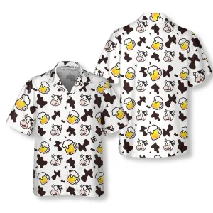 Cow And Beer Mug Seamless Pattern Cow Hawaiian Shirt, Funny Cow Shirt For Men And Women, Best Gift For Cow Lover