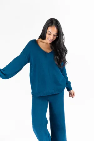 Cozy For Keeps Navy V-Neck Sweater FINAL SALE