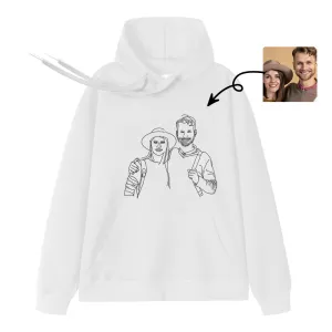 Custom Line Art Hoodie with Your Photo Gift for Couples