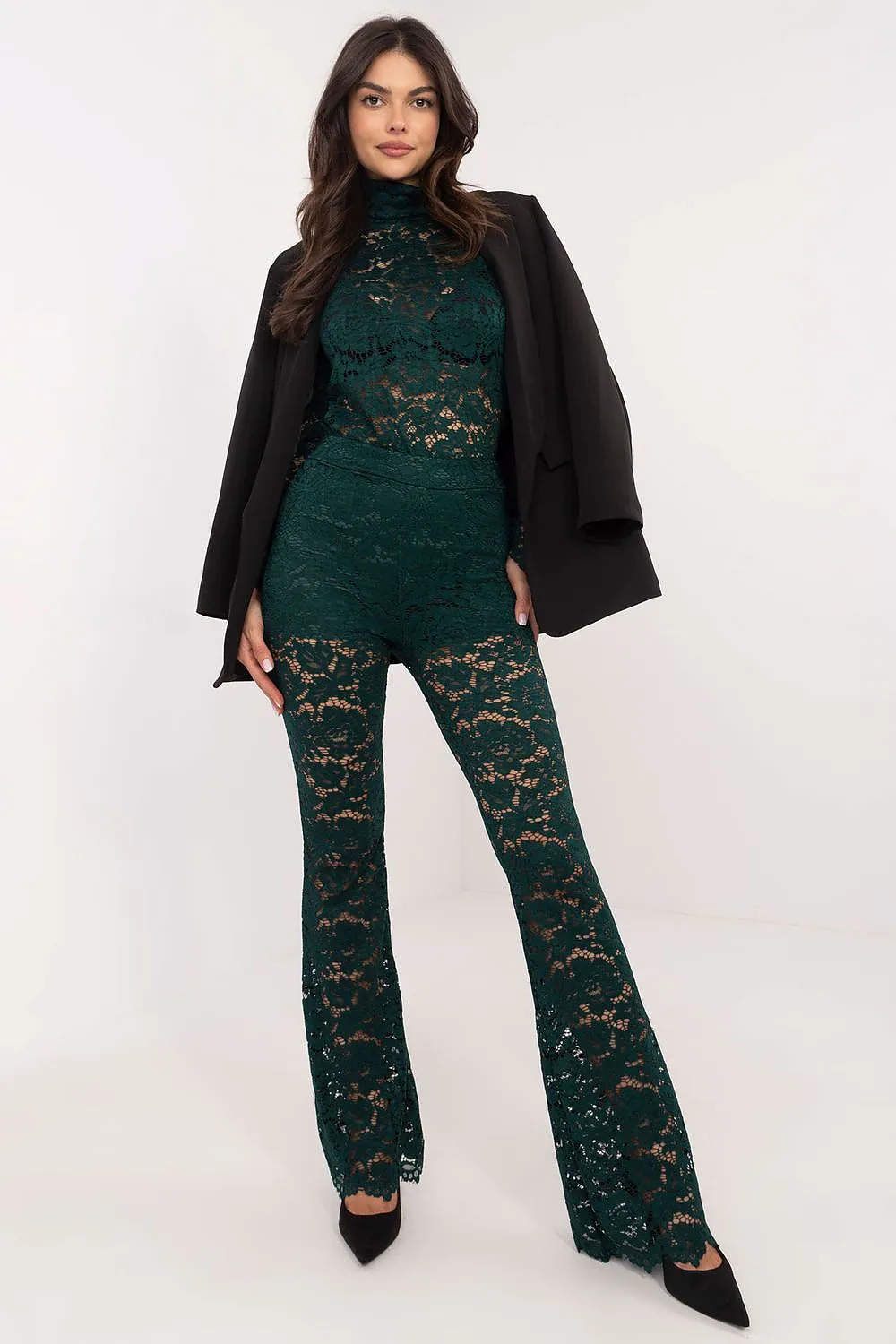 Elegant lace bell-bottom wide legs trousers