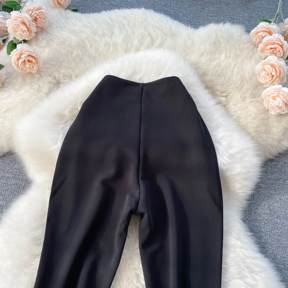 Elegant Ruffled Micro-flared Trousers