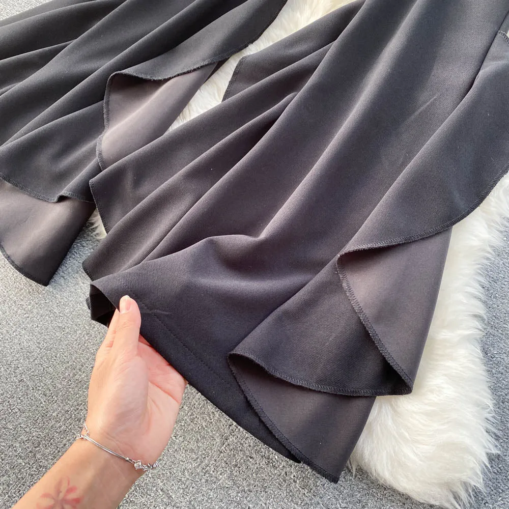 Elegant Ruffled Micro-flared Trousers