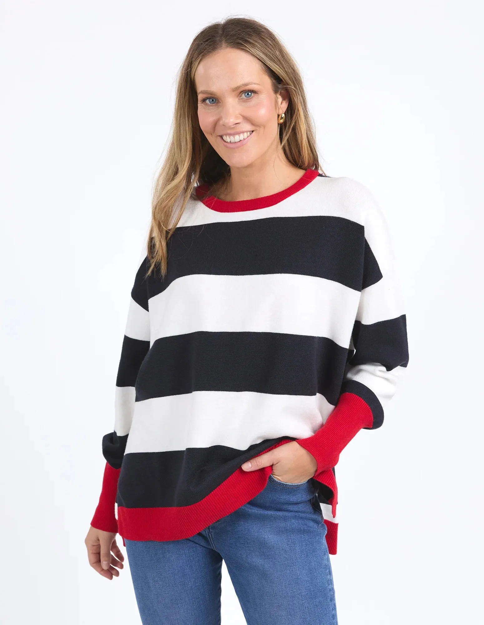 ELM Elvie Stripe Knit Navy/White/Poppy