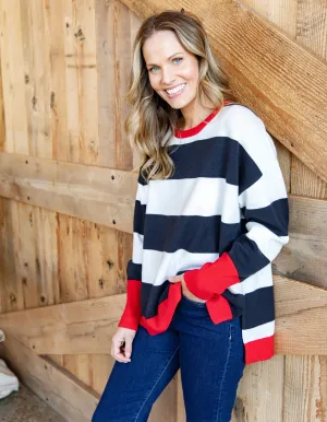 ELM Elvie Stripe Knit Navy/White/Poppy