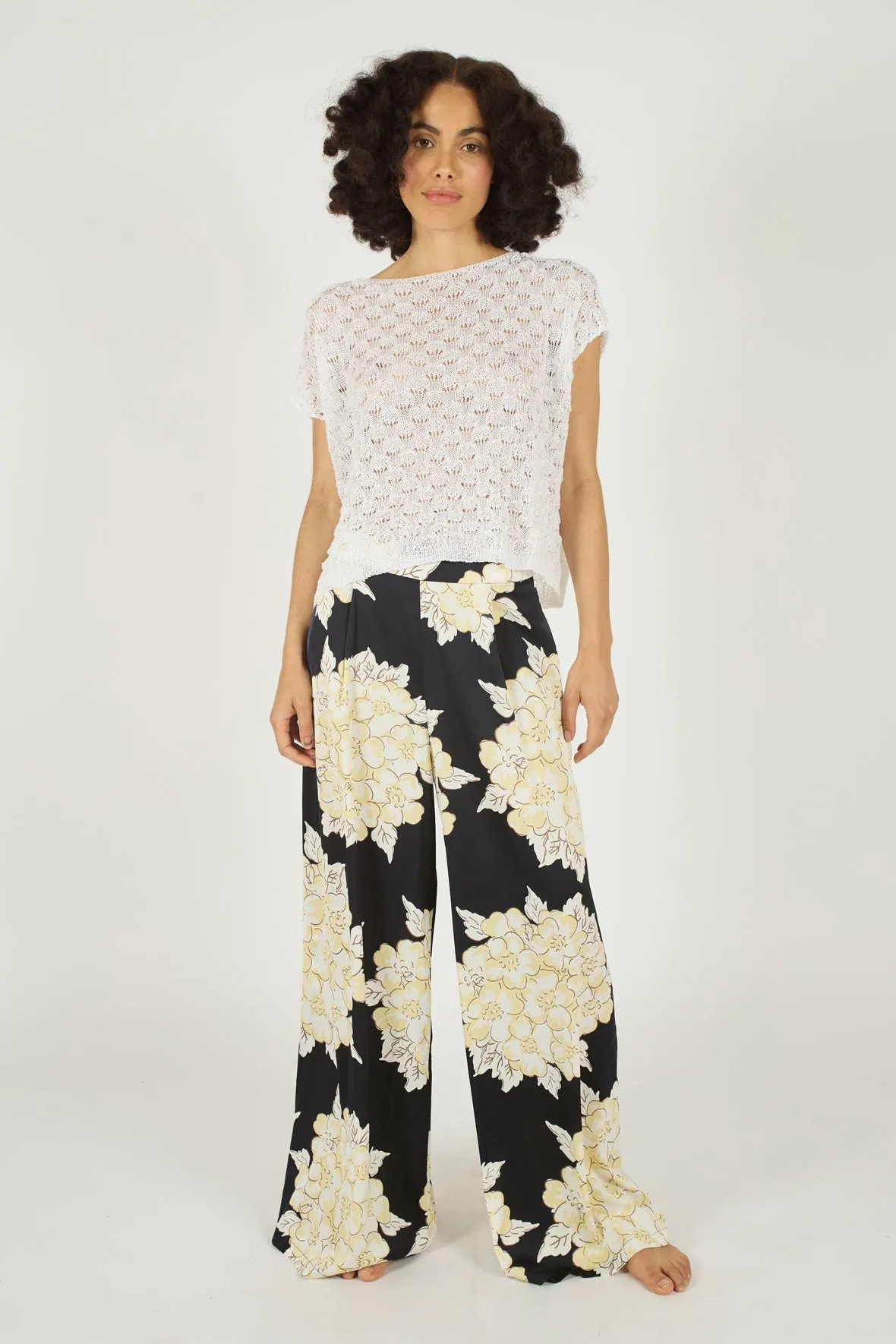 Evie Trousers- Navy & Cream