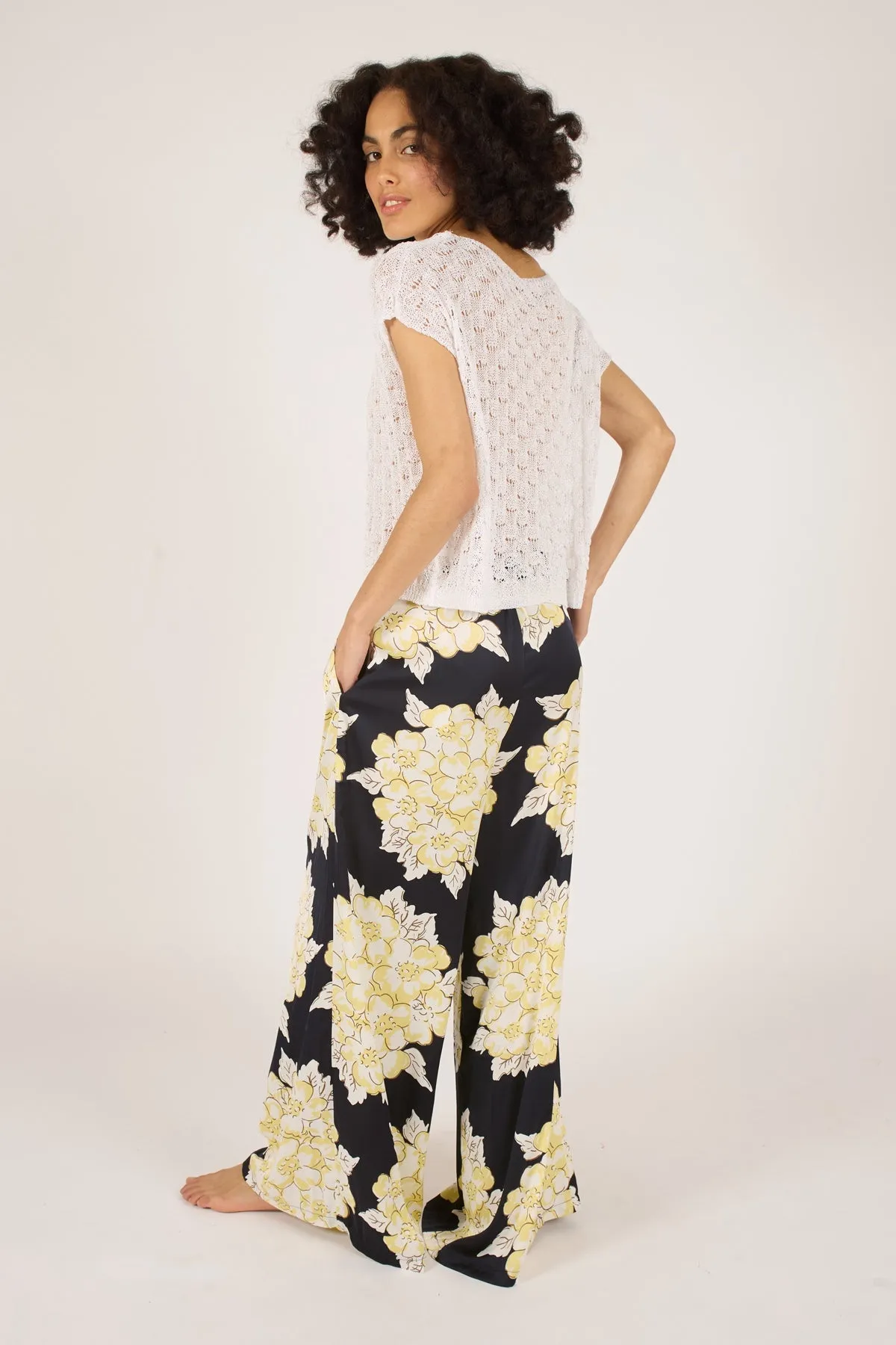 Evie Trousers- Navy & Cream