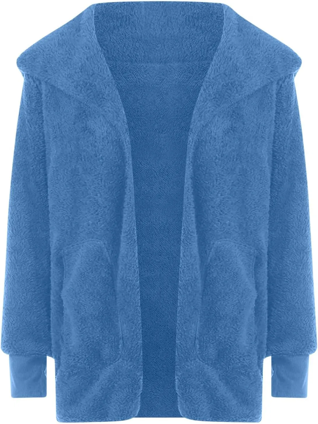 Fall Winter Cardigan Coats for Women Fuzzy Open Front Hooded Jackets Flannel Lightweight Fluffy Outerwear