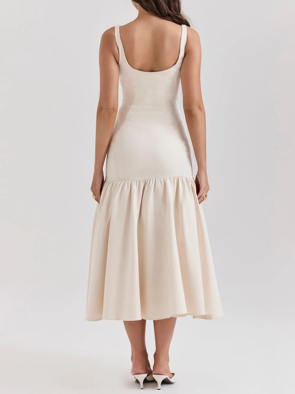 Flytonn- Amore Dropped Waist Midi Dress