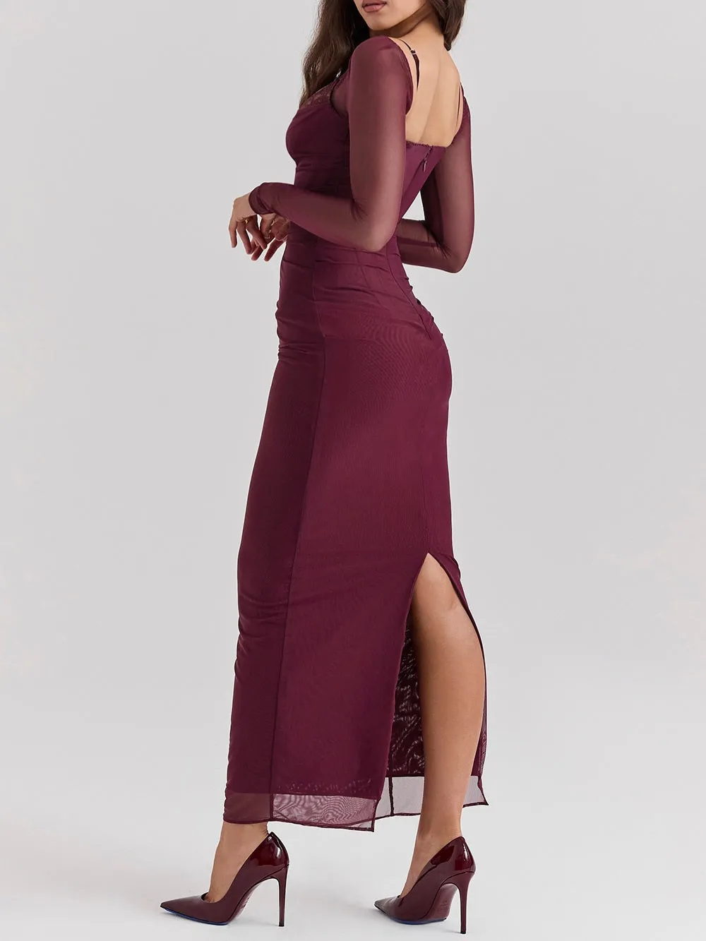 Flytonn- Katarina Wine Maxi Dress