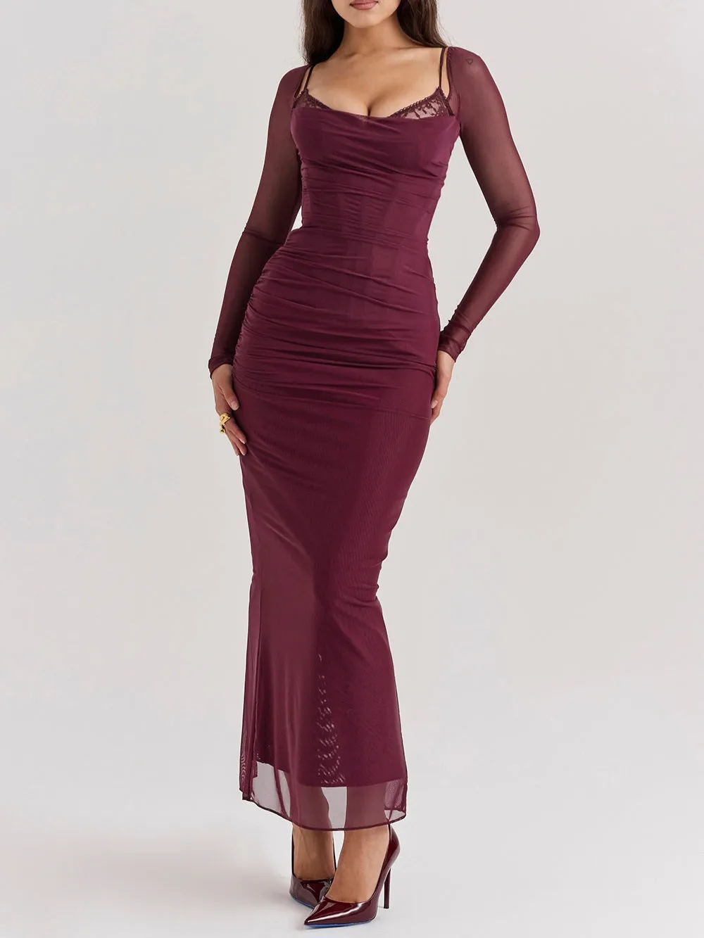 Flytonn- Katarina Wine Maxi Dress