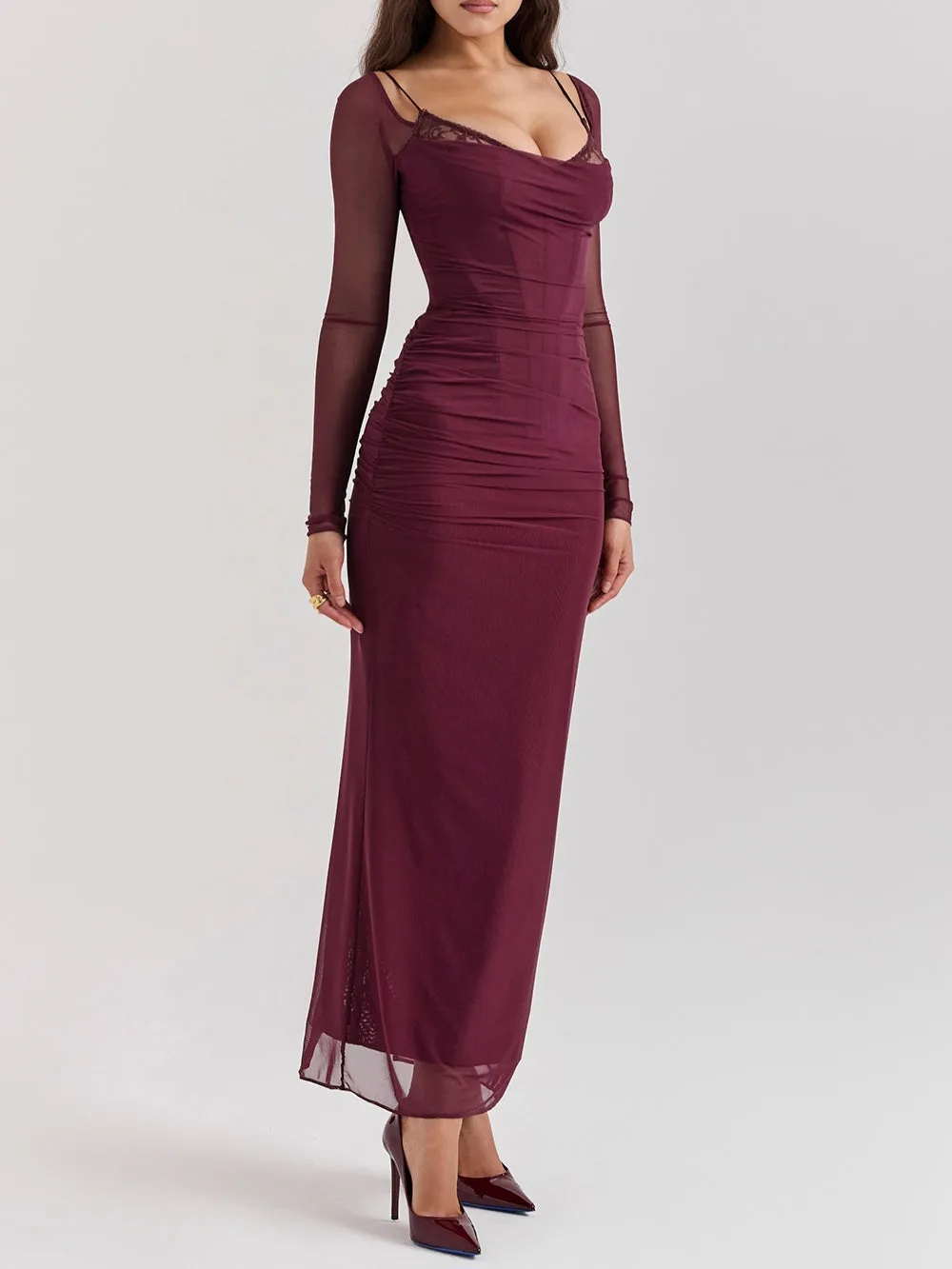 Flytonn- Katarina Wine Maxi Dress