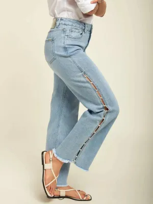 Giuliana – Pearl embellished – Wide leg jeans