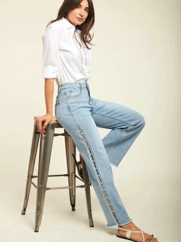 Giuliana – Pearl embellished – Wide leg jeans