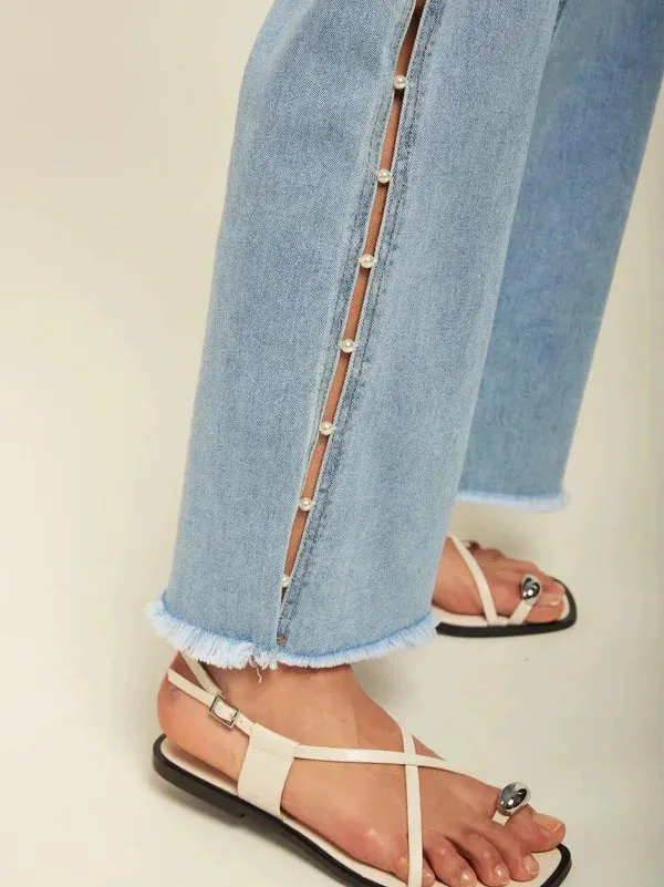 Giuliana – Pearl embellished – Wide leg jeans