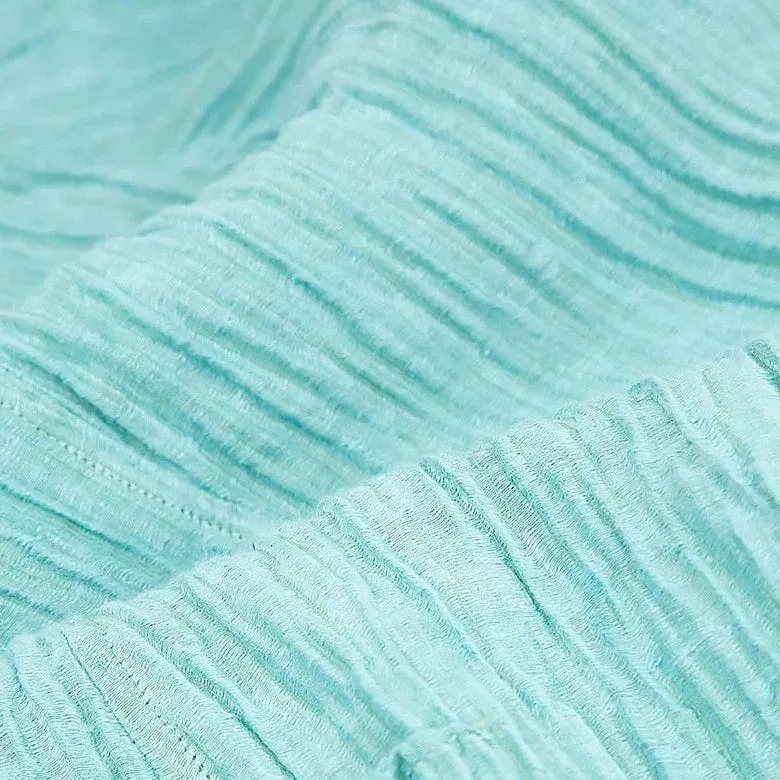 Grizas Dropped Edge Mint Green Crinkle Silk Tunic