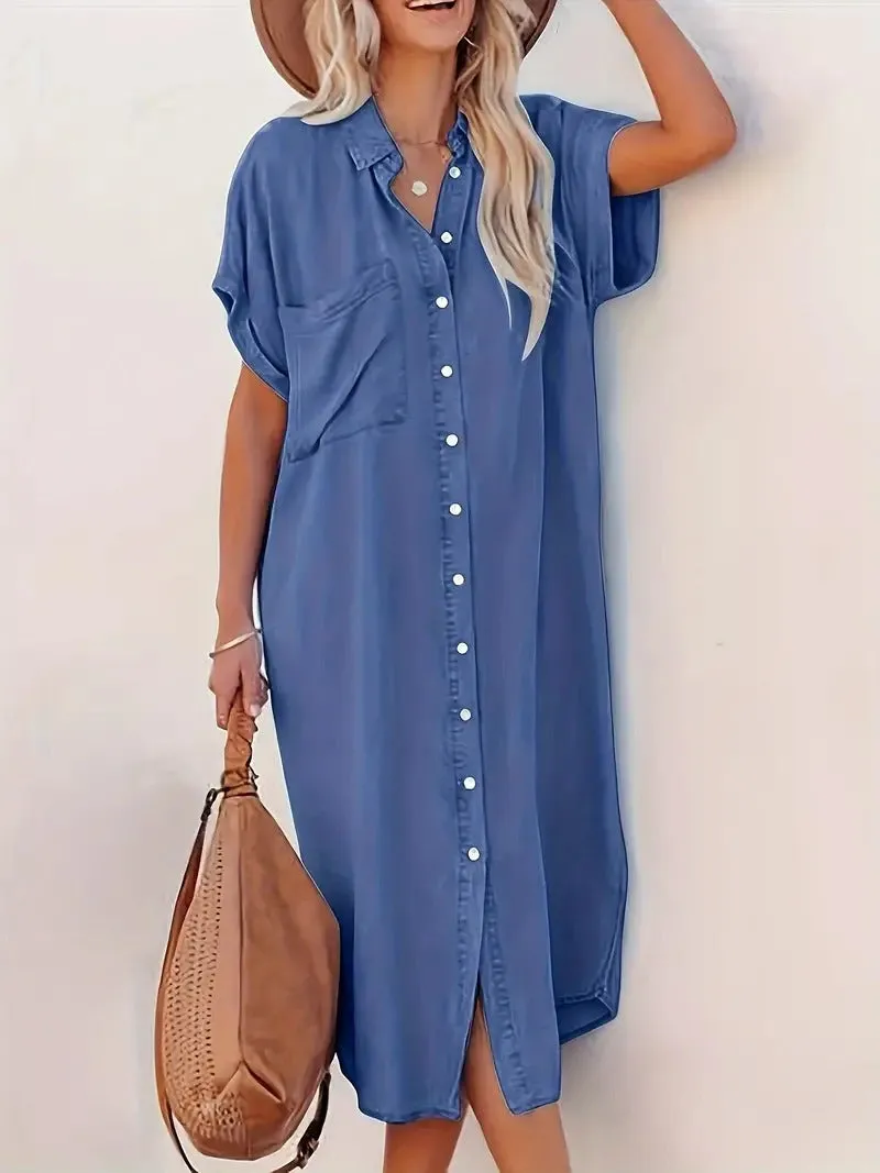 Heidi-Mode | Stylish Shirt Dress With Button Closure And Slits