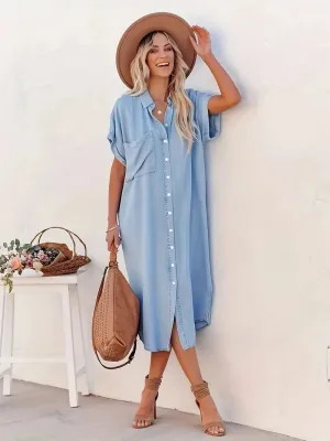 Heidi-Mode | Stylish Shirt Dress With Button Closure And Slits