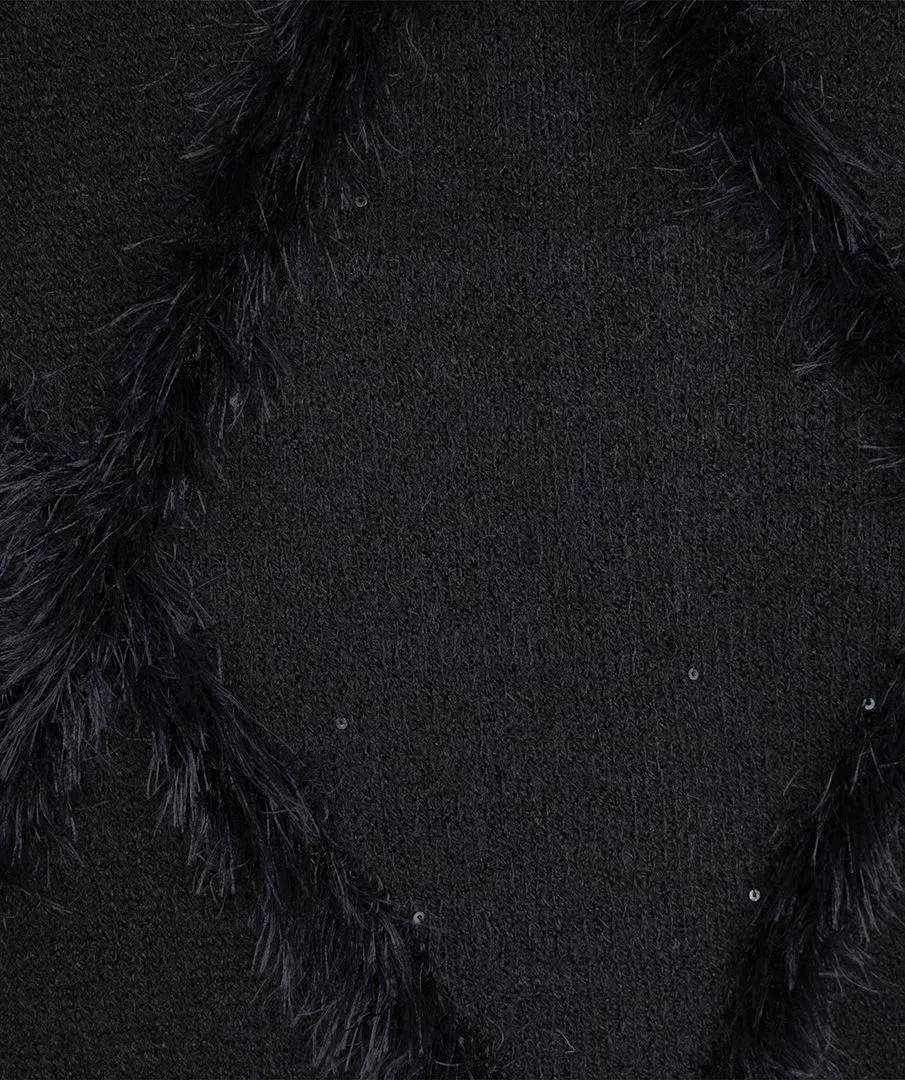 Henrika Hairy Sequins Sweater in Black - EsQualo W2402706