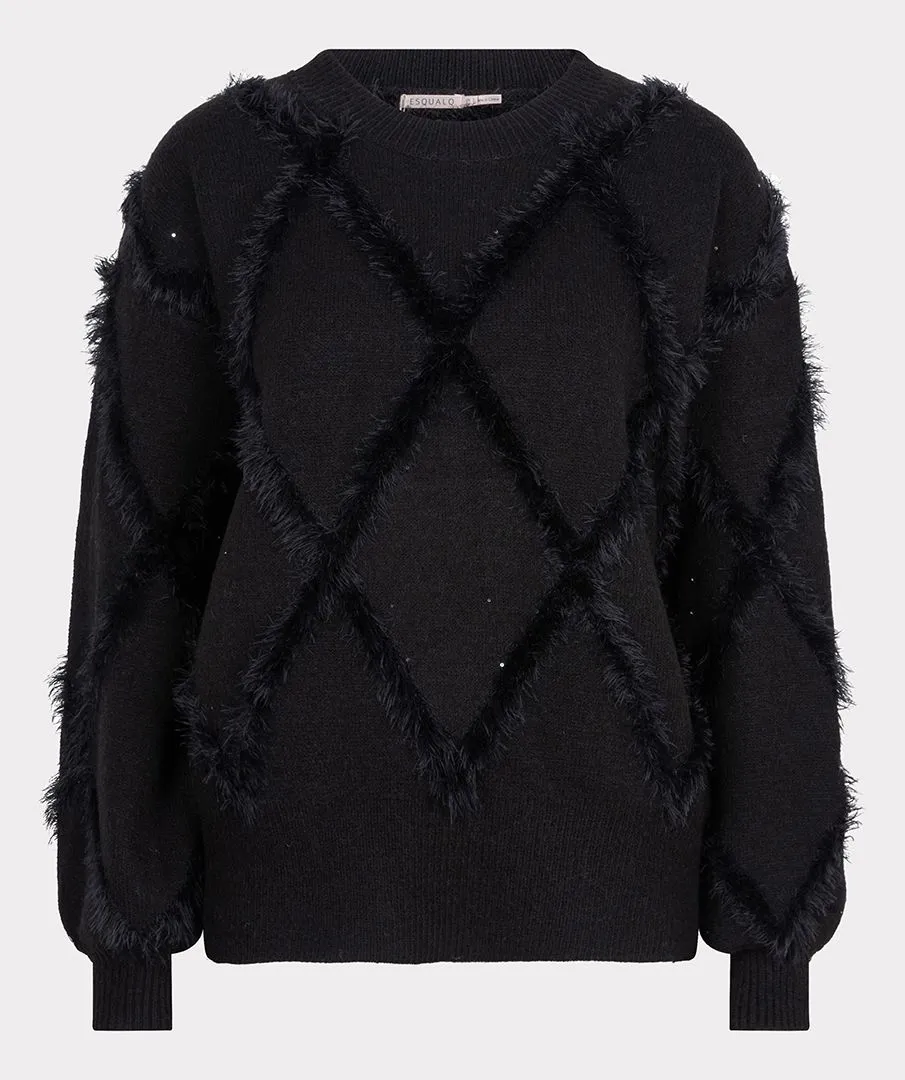 Henrika Hairy Sequins Sweater in Black - EsQualo W2402706